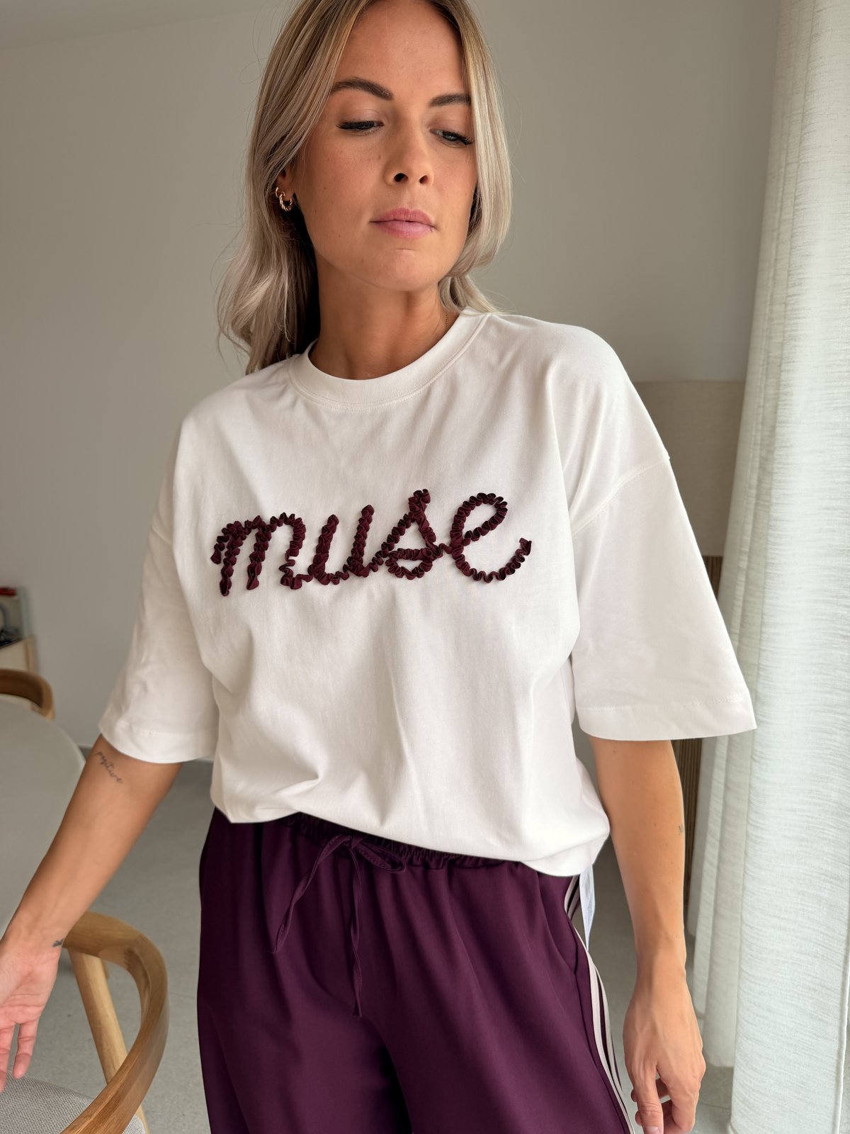 T-shirt Boris blanc et bordeaux